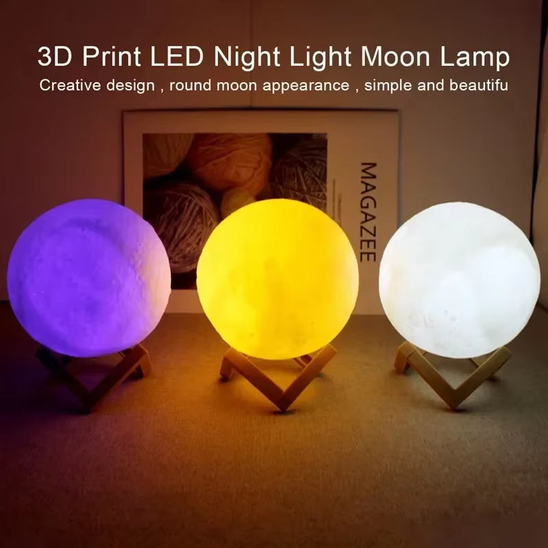 8cm LED Moon Lamp with Stand