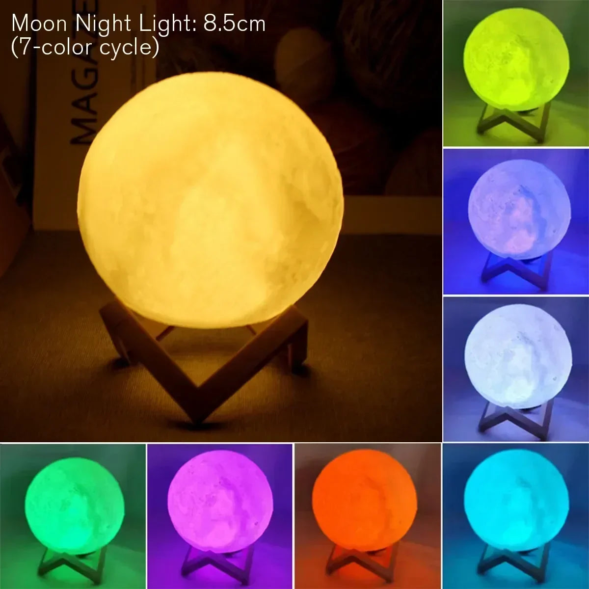 8cm LED Moon Lamp with Stand