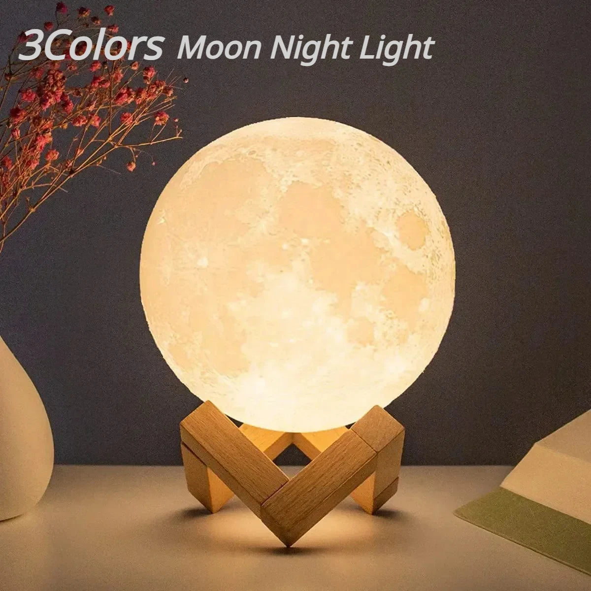 8cm LED Moon Lamp with Stand